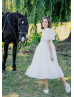 Puffy Sleeves Organza Short Flower Girl Dress